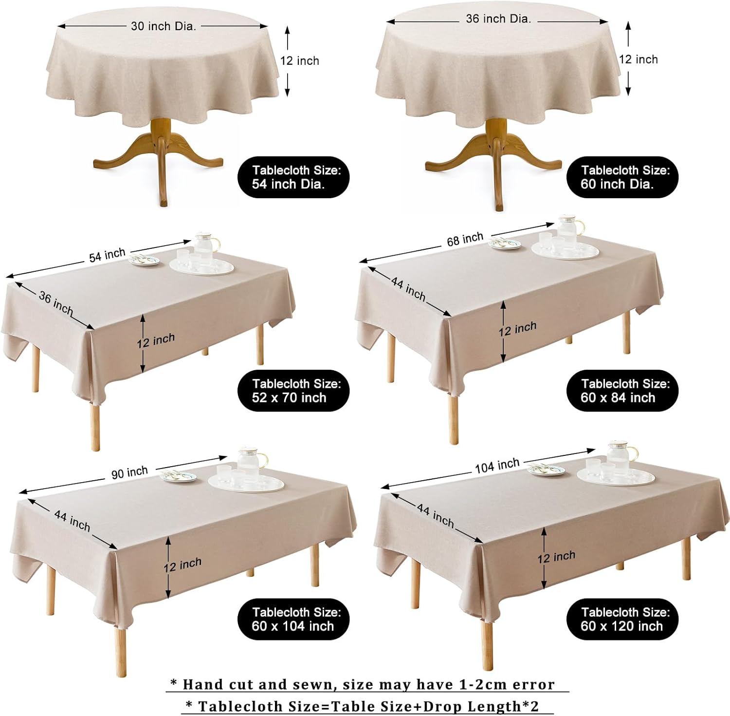 Textured Polyester Tablecloth Rectangle 52x70 Waterproof Spill-Proof Wipeable Table Cloth Wrinkle Free Dining Table Cover for Birthday Farmhouse Spring Tablecloths Up to 36‘'X54''