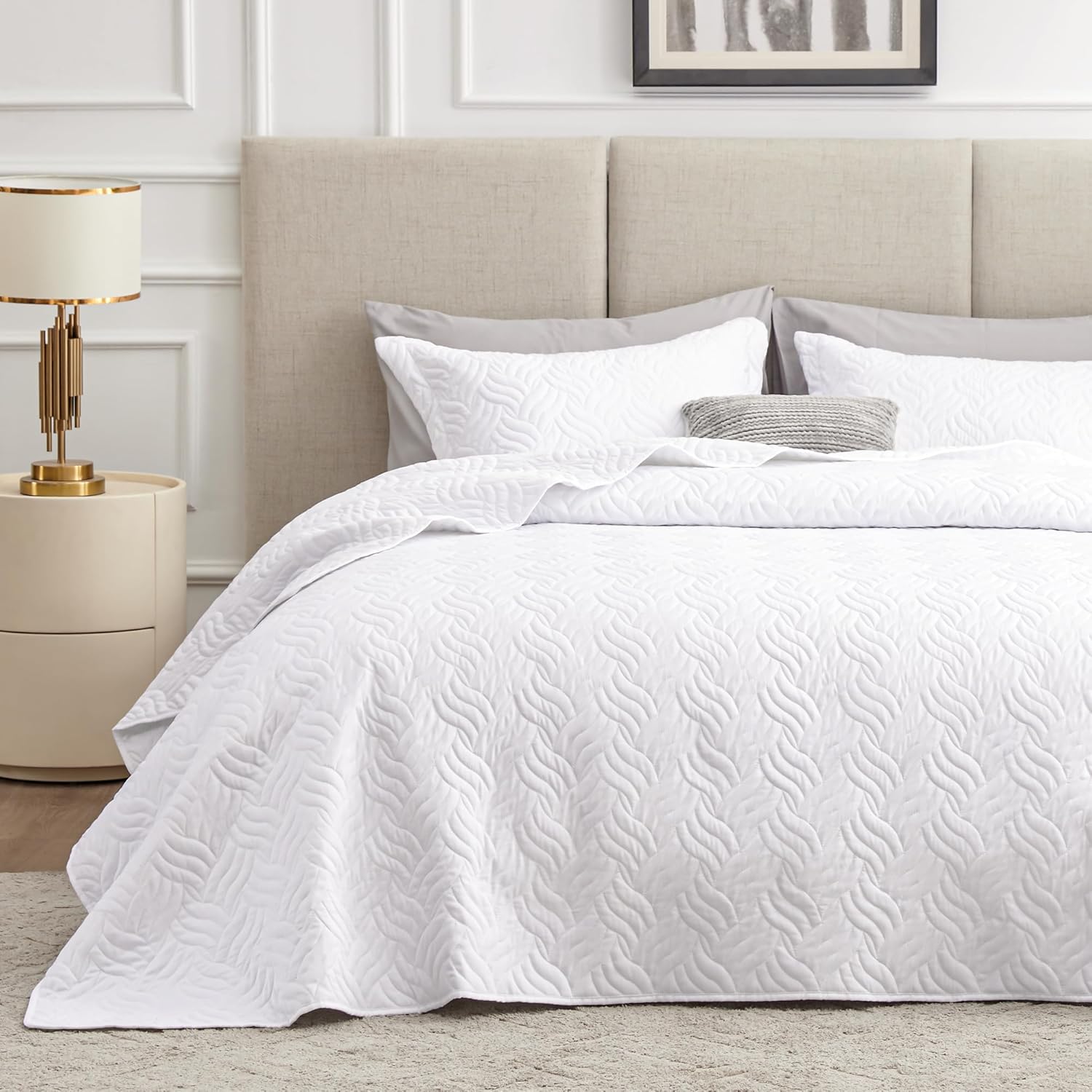 Love's cabin Quilts for Queen Bed Blue Bedspreads - Soft Bed Summer Lightweight Bedspread Comforter - Modern Style Coin Pattern Coverlet for All Season - 3 Pieces (1 Quilt, 2 Pillow Shams)